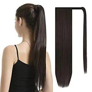 BARSDAR 26 inch Ponytail Extension Long Straight Wrap Around Clip in Synthetic